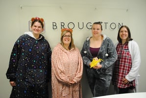 4 Broughton staff wearing pyjamas for Children in Need 2022