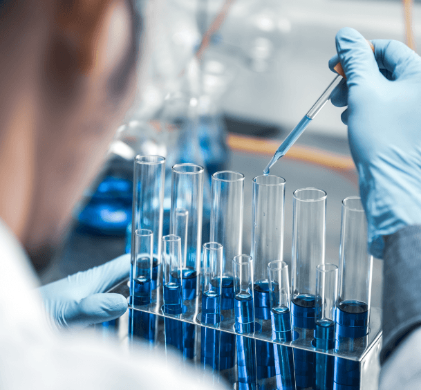 scientist working with test tube rack