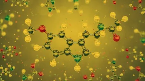 Nicotine Chemical Structure in Yellow