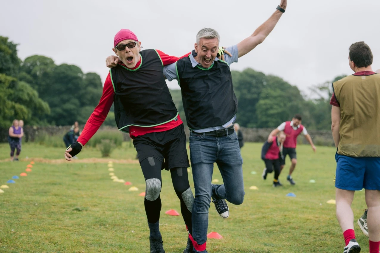 Three-legged race at Broughton Summer Party 2022