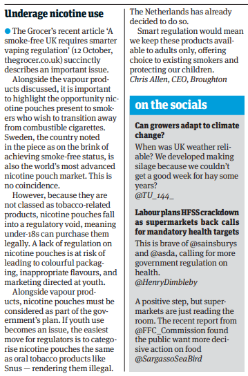 Image of article from The Grocer Magazine featuring Broughton CEO comments